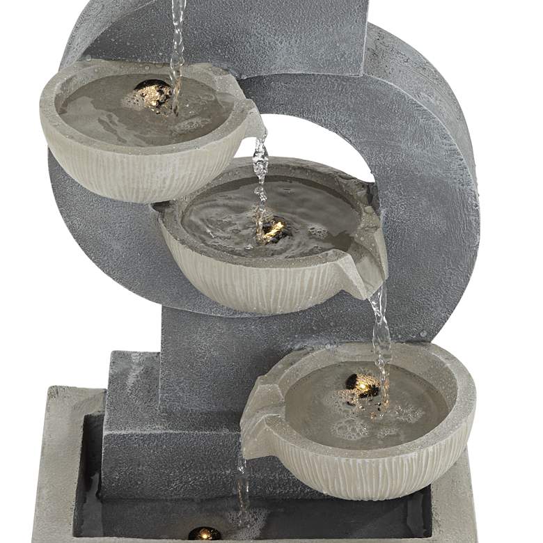 Image 4 Tarin Four Bowl 23 1/2" High Gray Faux Stone Cascading Floor Fountain more views