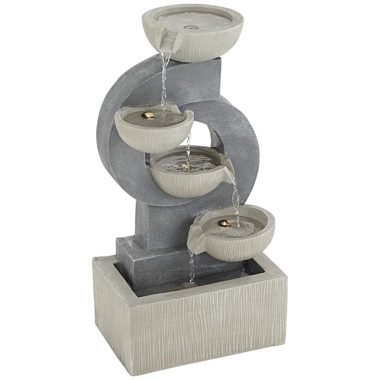 Image 6 Tarin Four Bowl 23 1/2" High Gray Faux Stone Cascading Floor Fountain more views