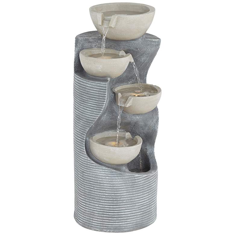 Image 2 Tarin Four Bowl 31 1/2" High Faux Stone Cascading Floor Fountain