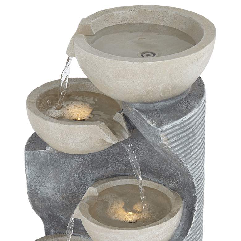 Image 3 Tarin Four Bowl 31 1/2" High Faux Stone Cascading Floor Fountain more views
