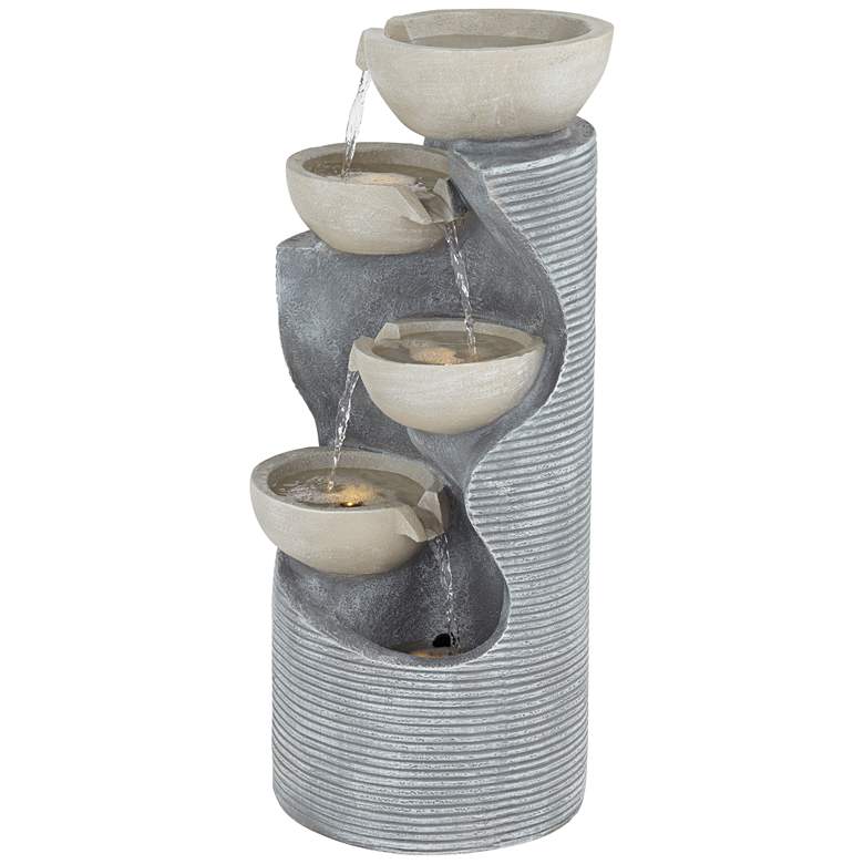 Image 6 Tarin Four Bowl 31 1/2" High Faux Stone Cascading Floor Fountain more views