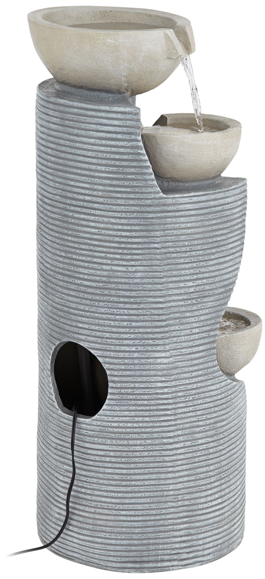 Watch A Video About the Four Bowl Faux Stone Cascading LED Floor Fountain