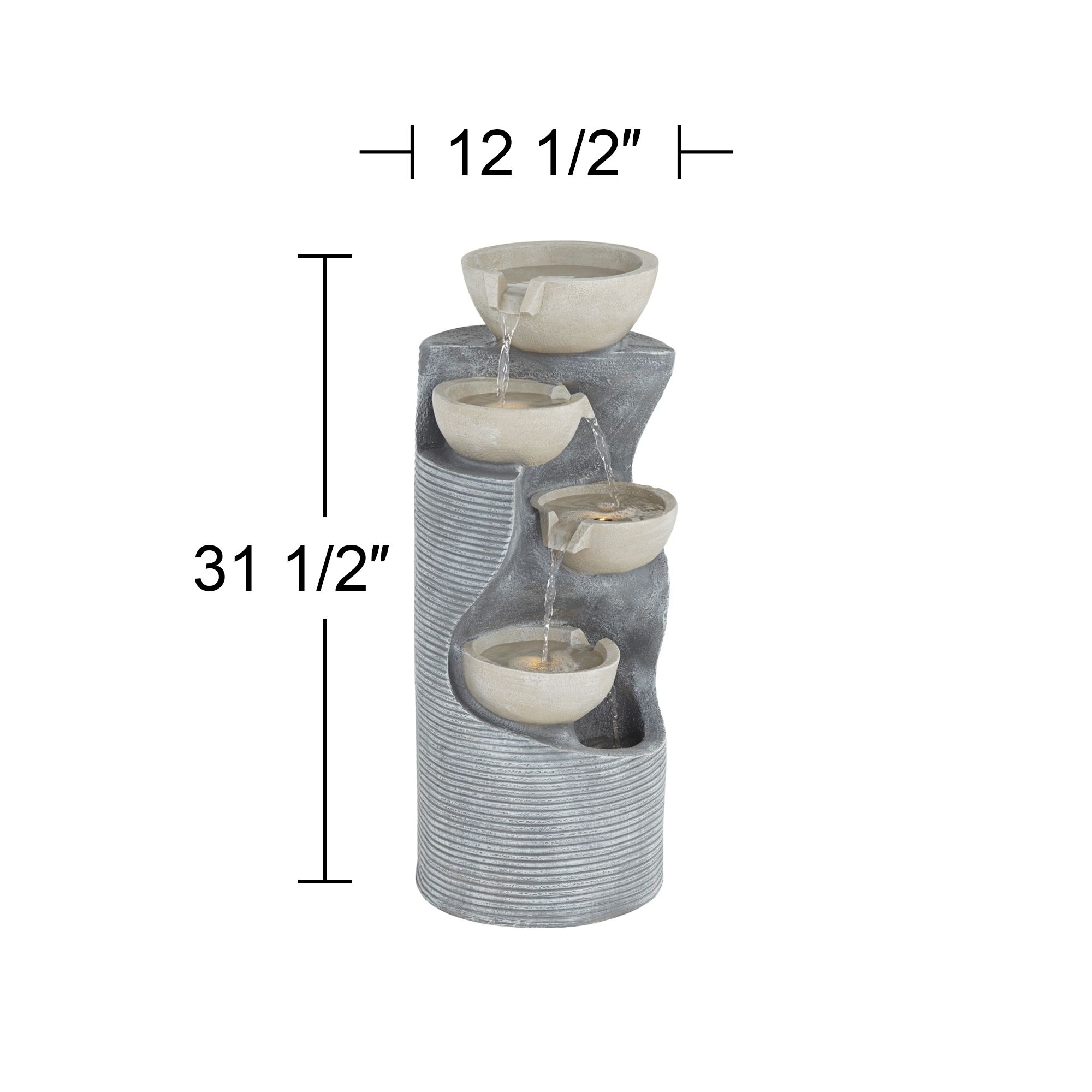 Watch A Video About the Four Bowl Faux Stone Cascading LED Floor Fountain