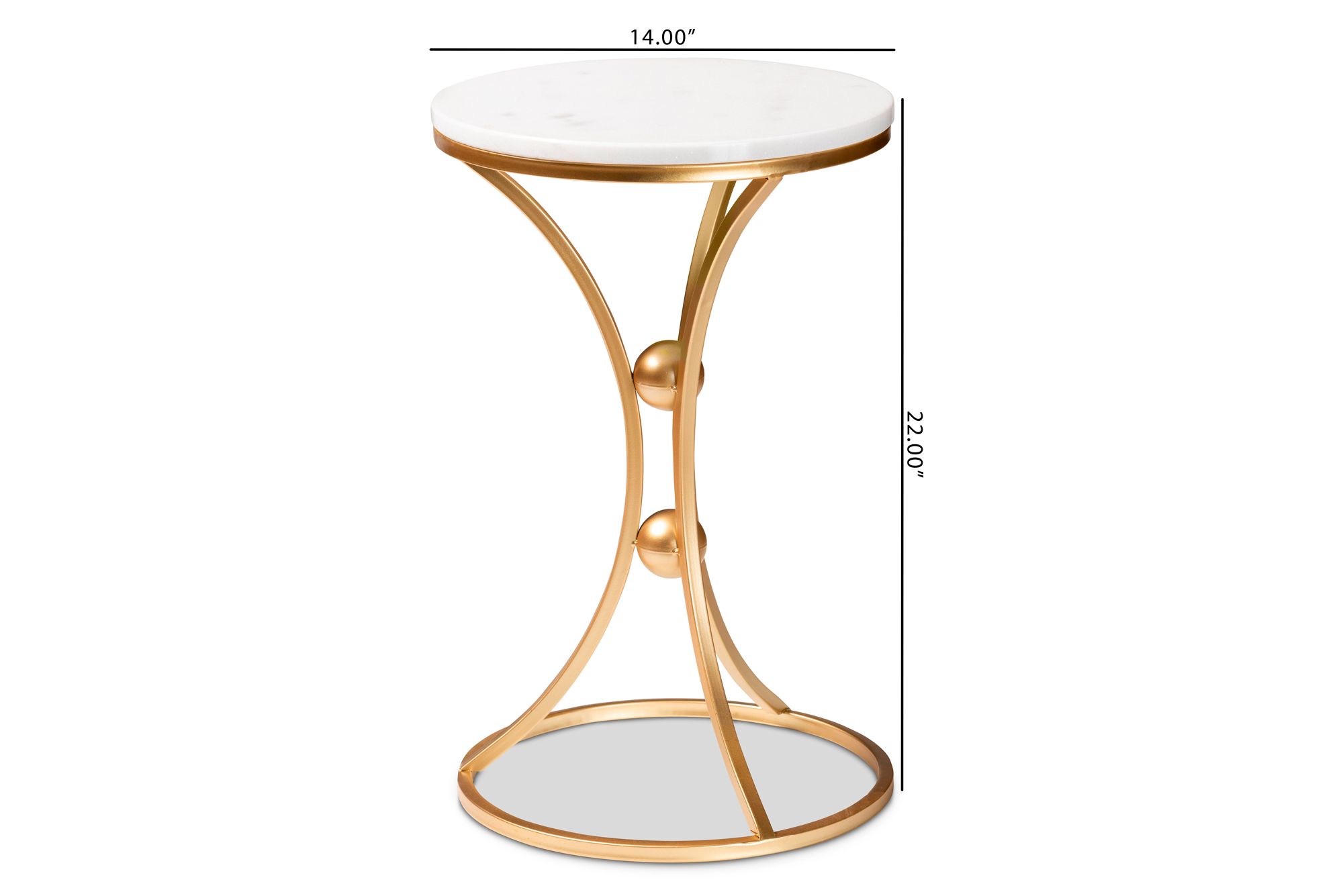 Image 7 Tarmon 14" Wide White Marble Gold Metal Round End Table more views