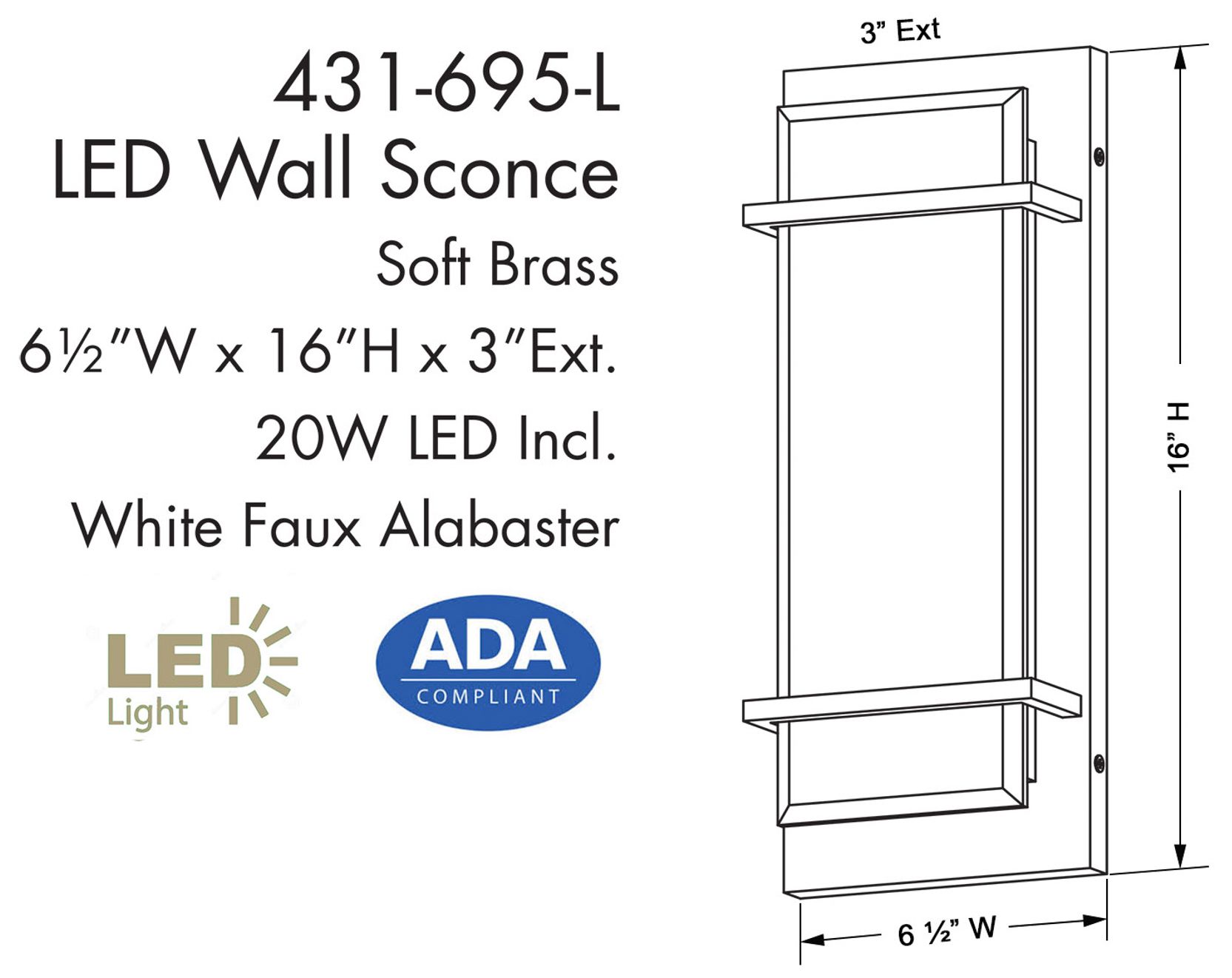 Tarnos 16" High Soft Brass LED Wall Sconce