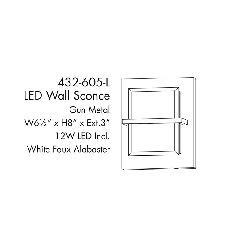 Image 5 Tarnos 8" High Gun Metal and Alabaster ADA LED Wall Sconce more views