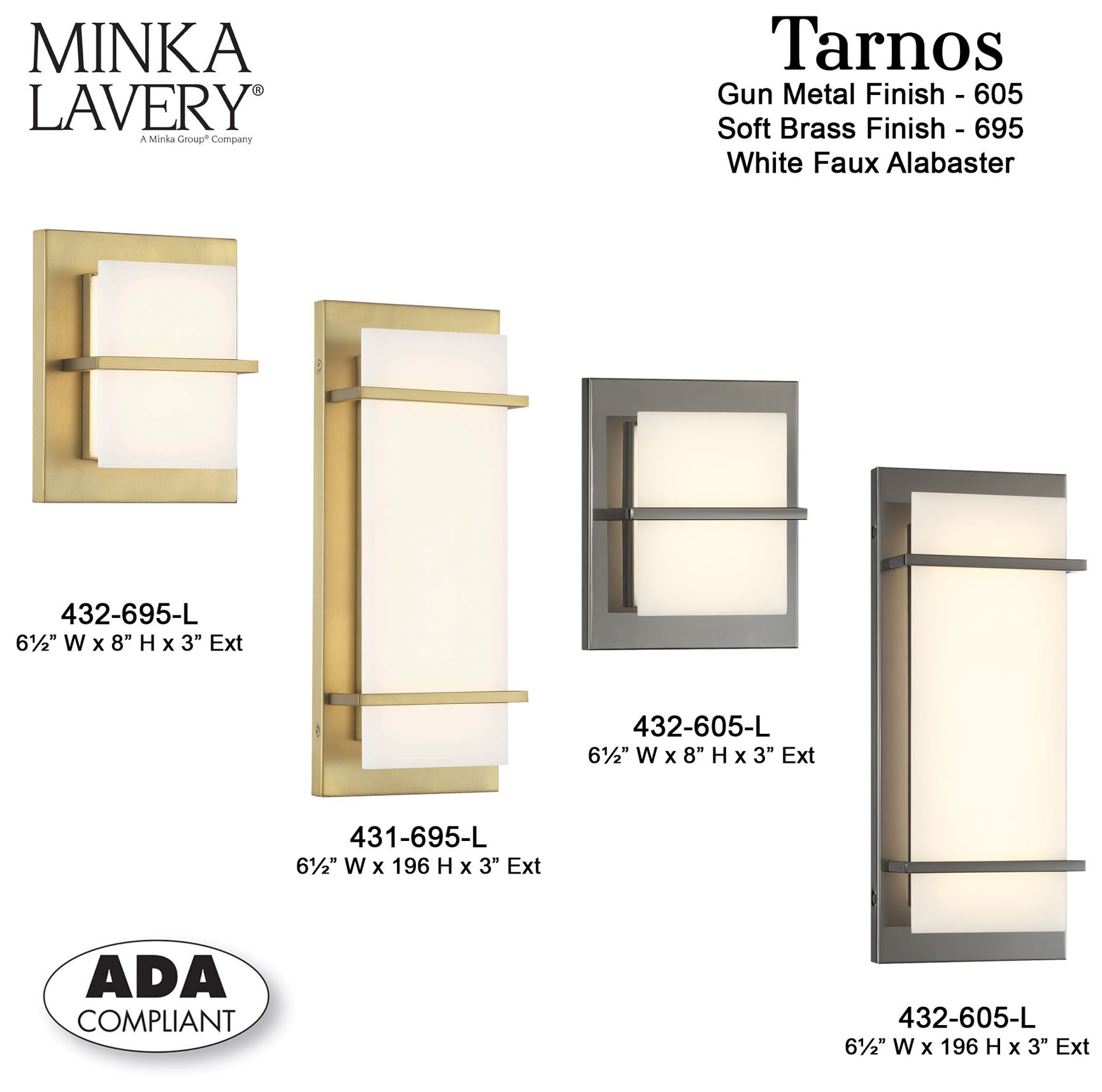 Tarnos 8" High Gun Metal and Alabaster ADA LED Wall Sconce