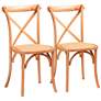 Tartan Natural Rattan Brown Wood Dining Chairs Set of 2