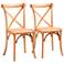 Tartan Natural Rattan Brown Wood Dining Chairs Set of 2
