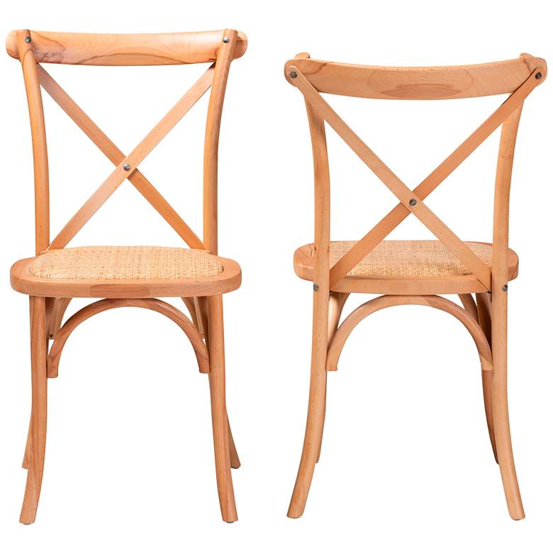 Image 6 Tartan Natural Rattan Brown Wood Dining Chairs Set of 2 more views