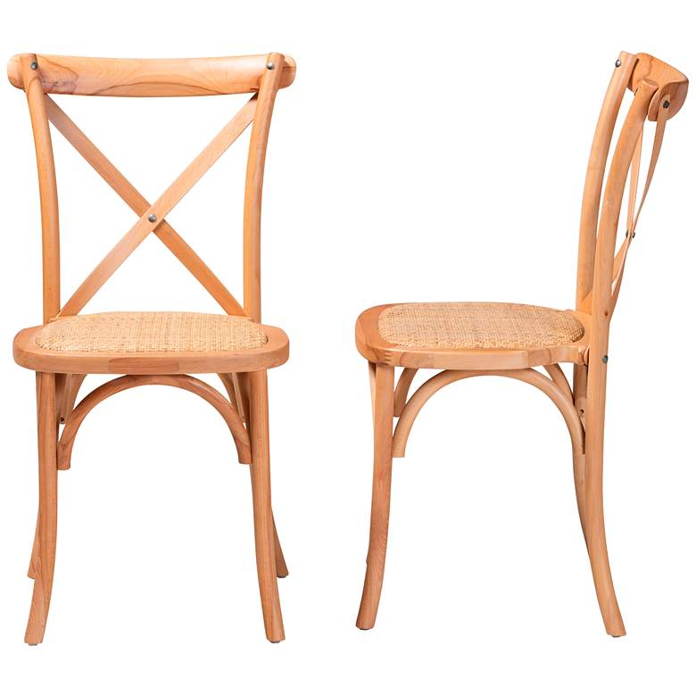 Image 7 Tartan Natural Rattan Brown Wood Dining Chairs Set of 2 more views