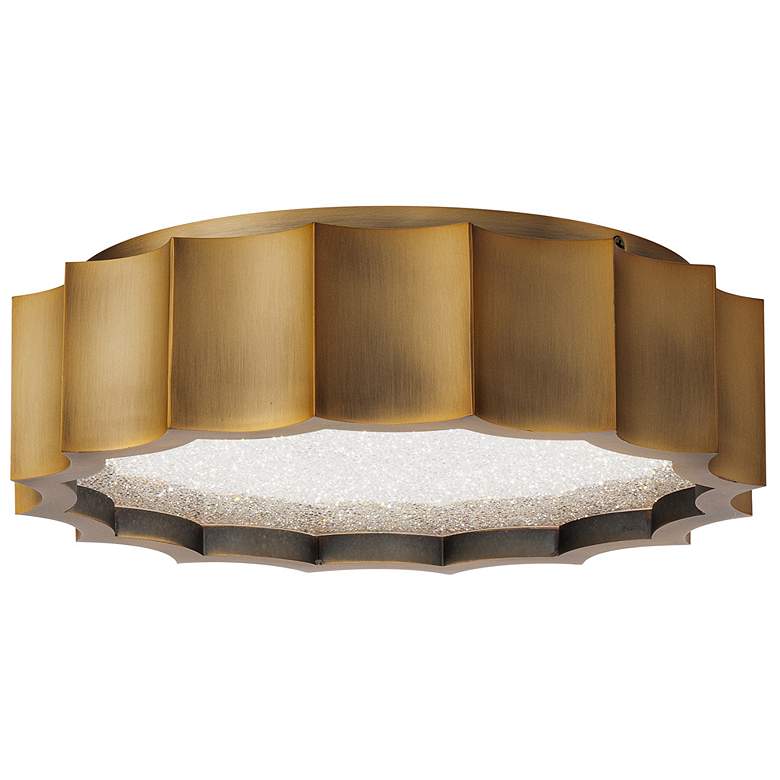 Image 1 Tarte 3.88"H x 11.75"W 1-Light Crystal Flush Mount in Aged Brass