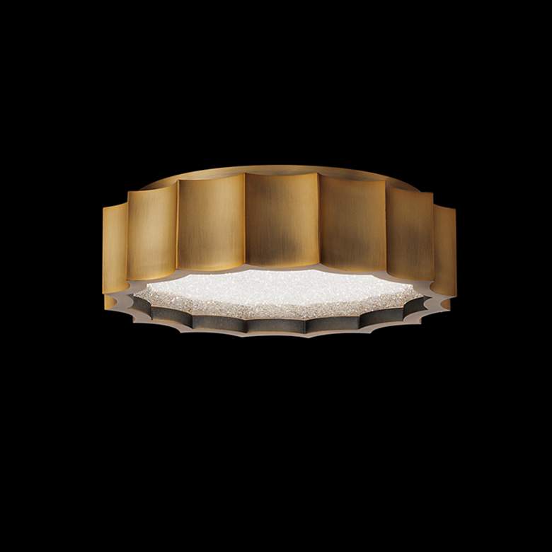 Image 2 Tarte 3.88"H x 11.75"W 1-Light Crystal Flush Mount in Aged Brass more views