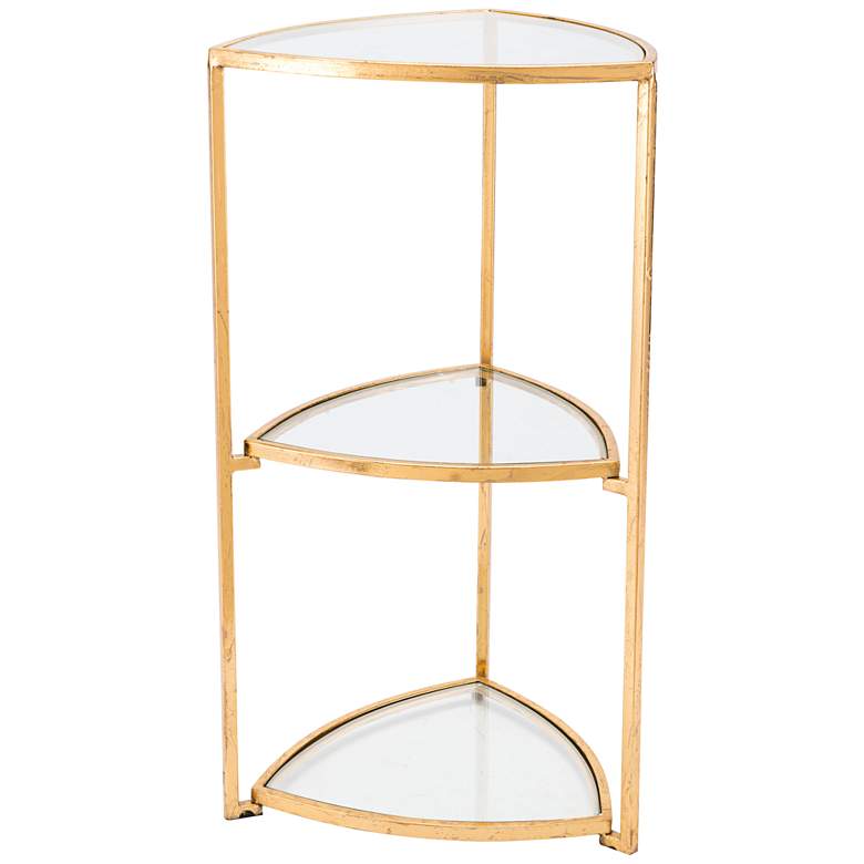 Tasha 29 inch High Tri-Level Glass and Gold Corner Accent Table