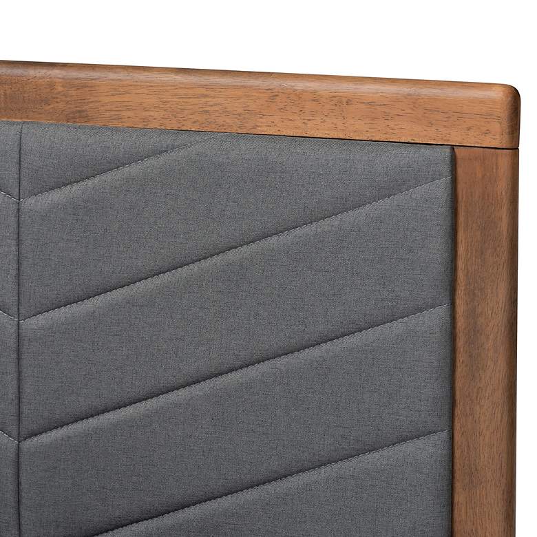 Image 3 Tasha Dark Gray Fabric Walnut Brown Twin Size Platform Bed more views