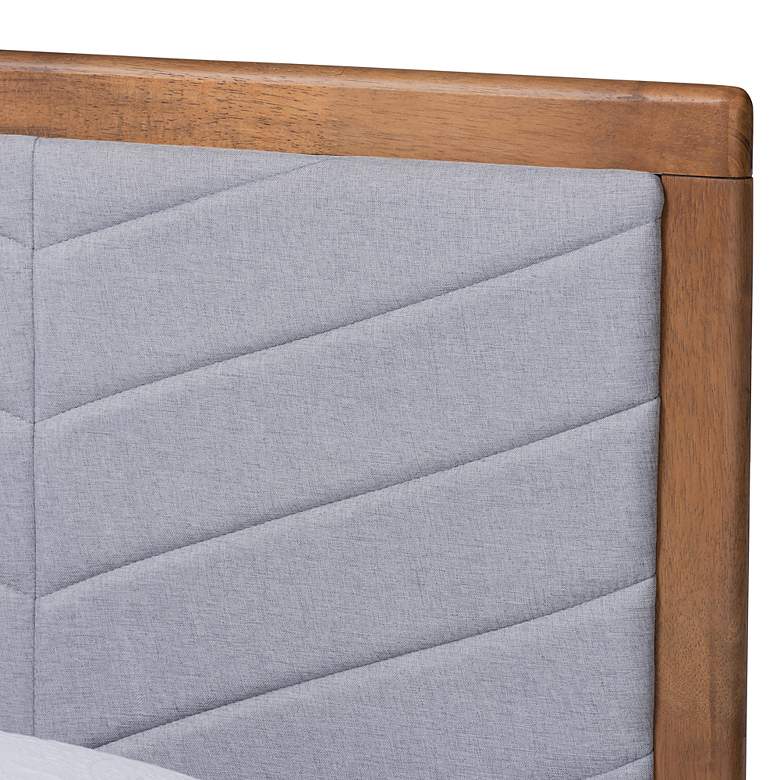 Image 3 Tasha Light Gray Fabric Walnut Brown Twin Size Platform Bed more views