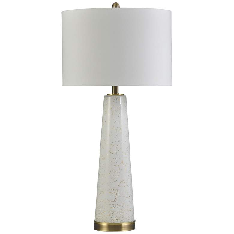 Image 1 Tasia White and Gold Flecks Glass Cone Buffet Table Lamp