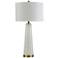 Tasia White and Gold Flecks Glass Cone Buffet Table Lamp