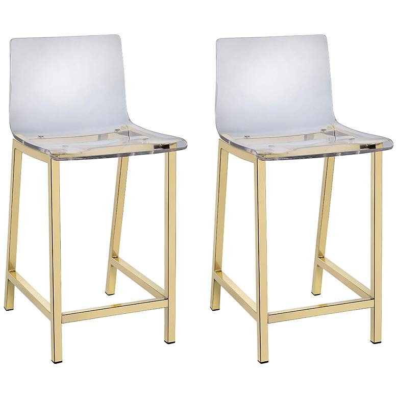 Image 1 Tasker 24 inch Gold and Acrylic Counter Stool Set of 2