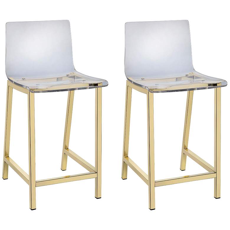 Image 1 Tasker 24" Gold and Acrylic Counter Stool Set of 2