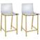Tasker 24" Gold and Acrylic Counter Stool Set of 2