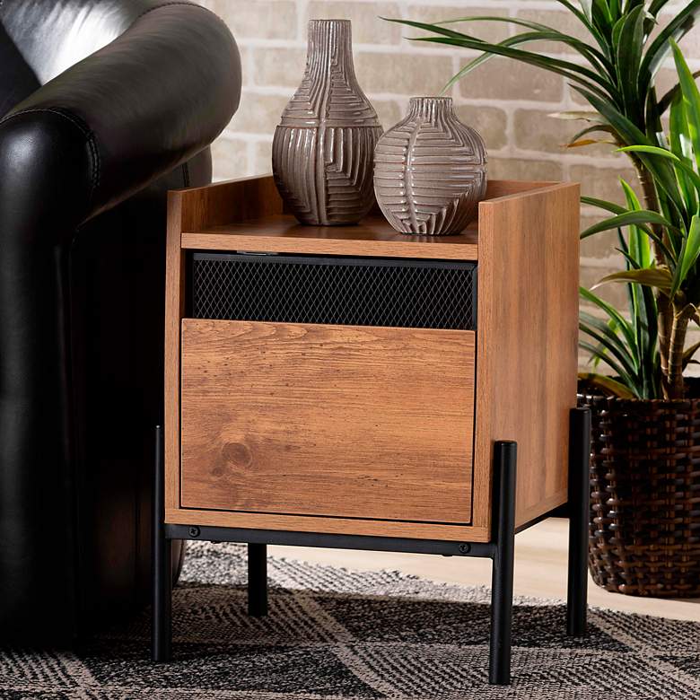Image 1 Tasman 15 3/4" Wide Natural Brown Wood 2-Shelf End Table