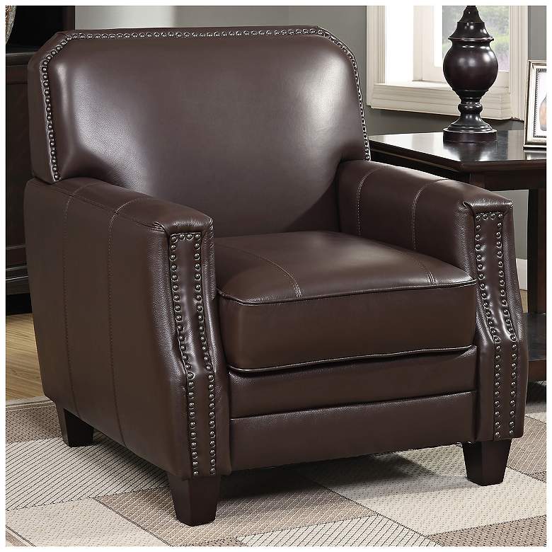 Image 1 Tasman Brown Full Grain Leather Club Armchair