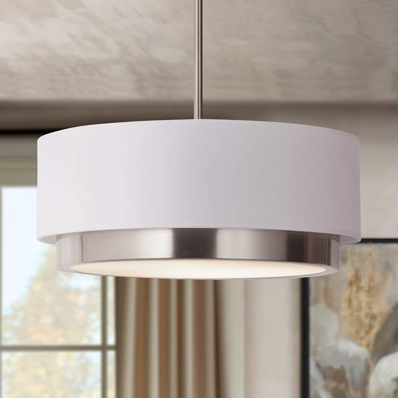 Image 1 Tate 15 3/4 inch Wide Brushed Nickel LED Pendant Light