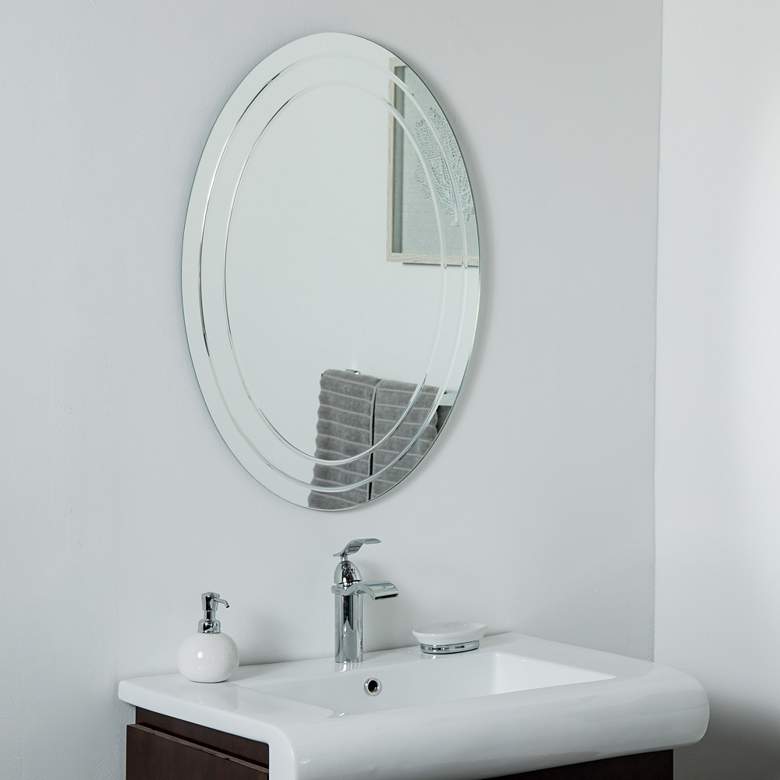Tate 23 1/2&quot; x 31 1/2&quot; Oval Frameless Wall Mirror
