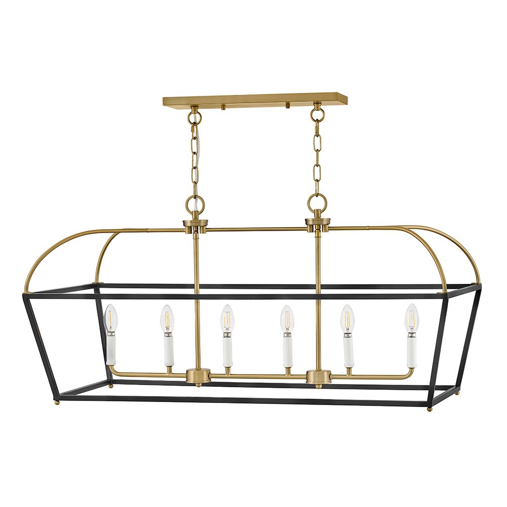 Thumbnail2 of Tate 40" Wide Black and Brass 6-Light Linear Chandelier more views