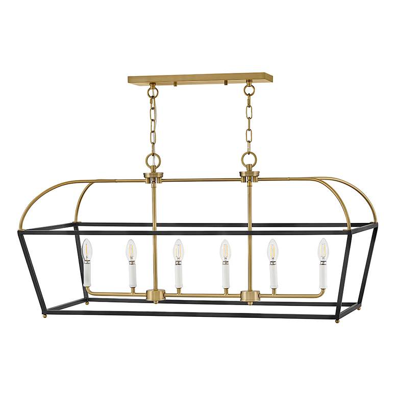 Image 2 Tate 40" Wide Black and Brass 6-Light Linear Chandelier more views