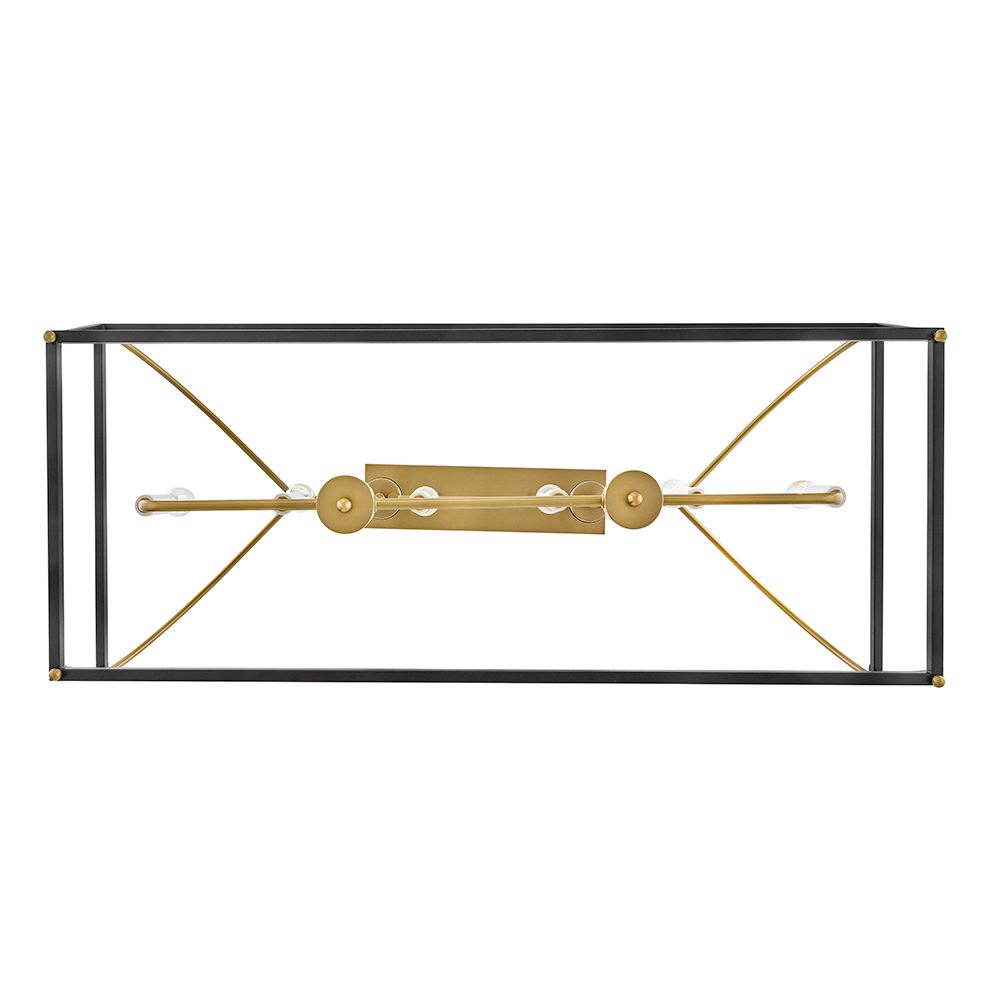 Tate 40" Wide Black and Brass 6-Light Linear Chandelier