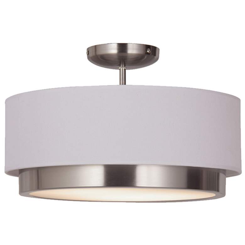 Image 1 Tate Textile 15 3/4" Wide Brushed Nickel LED Ceiling Light