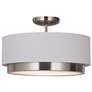 Tate Textile 15 3/4" Wide Brushed Nickel LED Ceiling Light