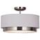 Tate Textile 15 3/4" Wide Brushed Nickel LED Ceiling Light