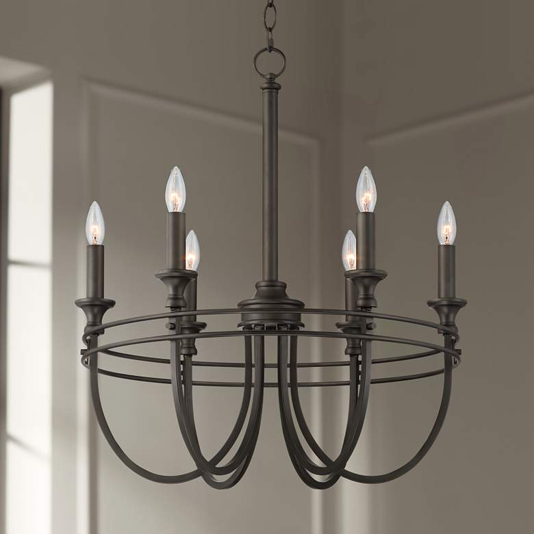 Image 1 Tatiana 23 inch Wide Black Curving Arms 6-Light Chandelier