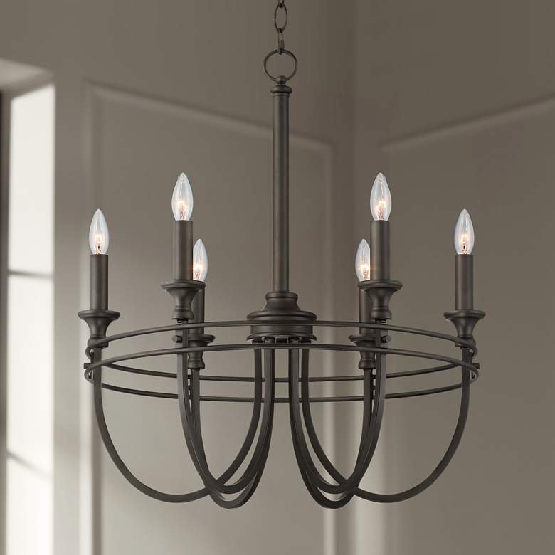 Image 1 Tatiana 23" Wide Black Curving Arms 6-Light Chandelier