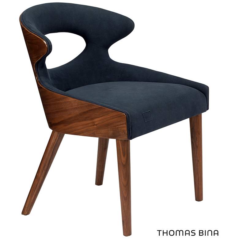 Image 1 Tatiana Walnut and Blue Upholstered Accent Chair