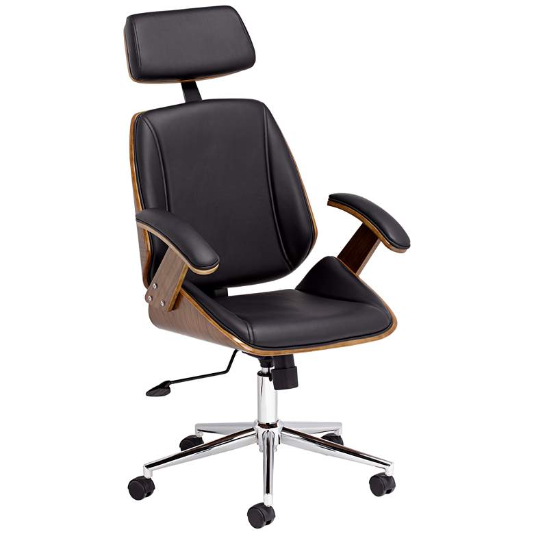 Image 1 Tatulli Modern Black Faux Leather Swivel Office Chair