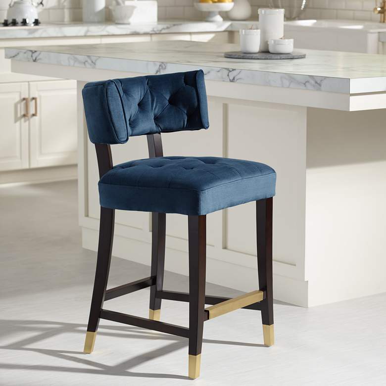 Image 1 Tatum 26 inch Navy Ink Blue Tufted Modern Counter Stool