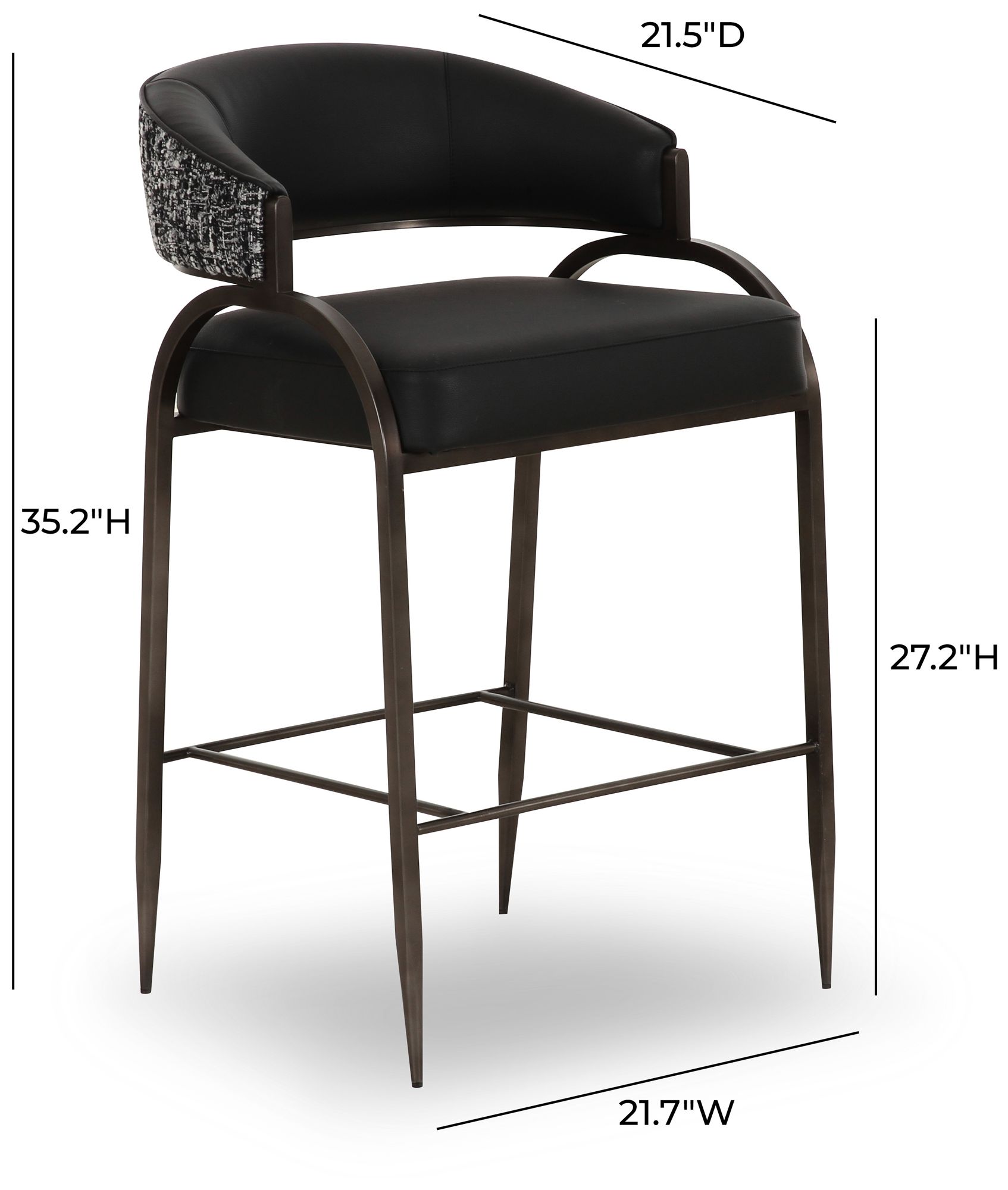 Image 5 Tatum Black Vegan Leather 2-Tone Counter Stool more views
