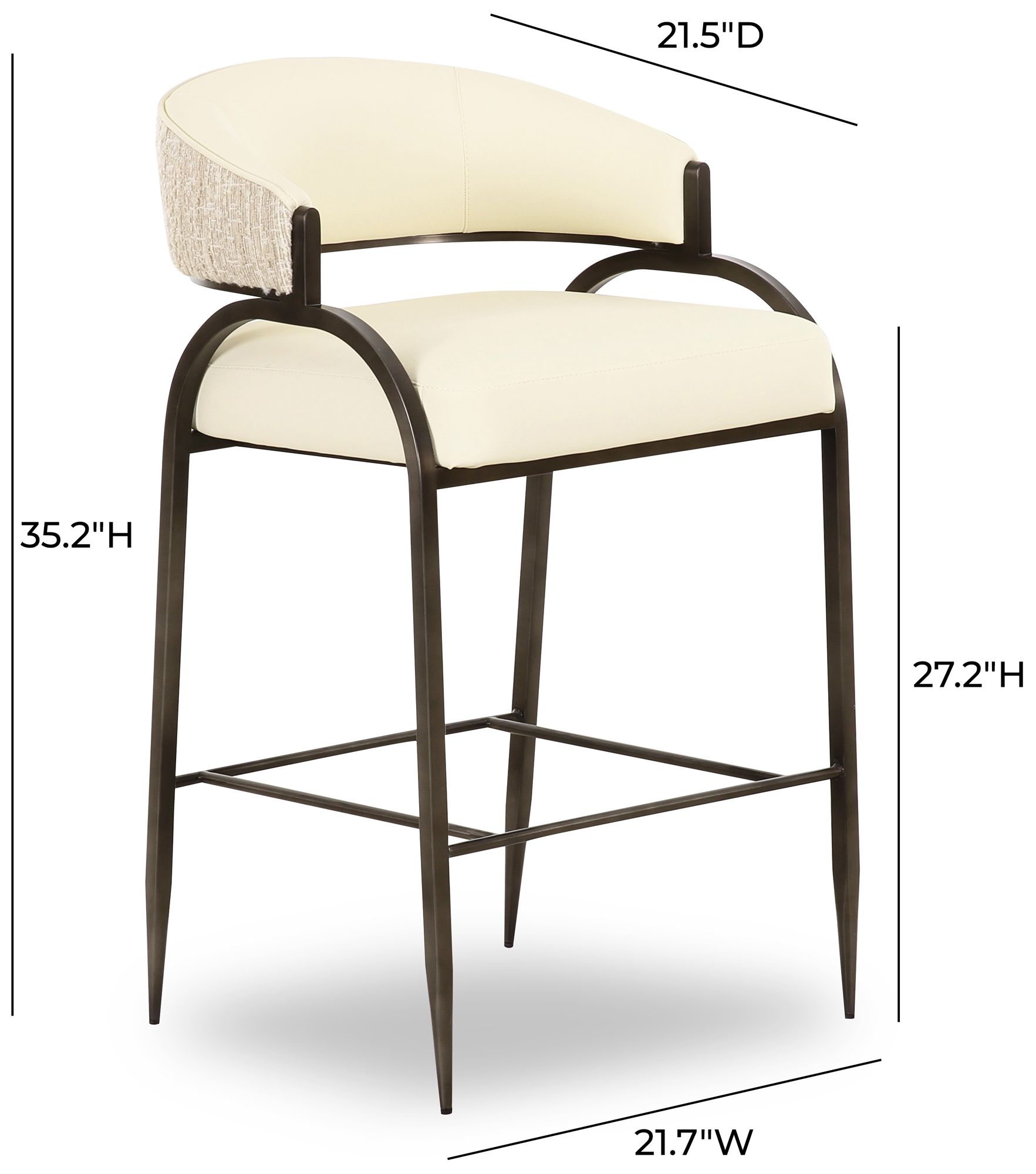 Image 3 Tatum Cream Vegan Leather 2-Tone Counter Stool more views