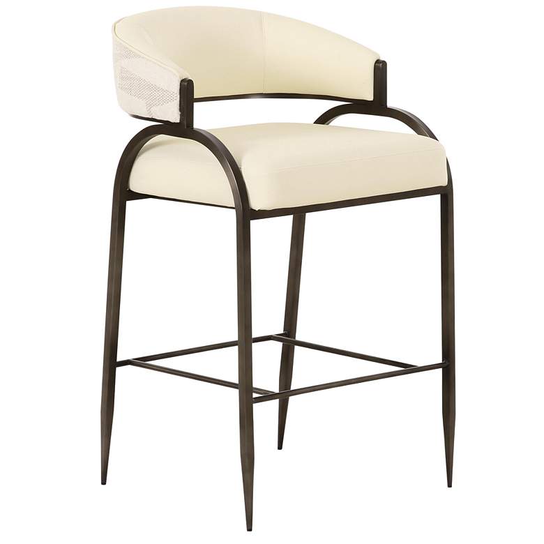 Image 1 Tatum Cream Vegan Leather and 2-Tone Jacquard Counter Stool