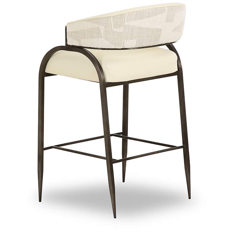 Image 2 Tatum Cream Vegan Leather and 2-Tone Jacquard Counter Stool more views