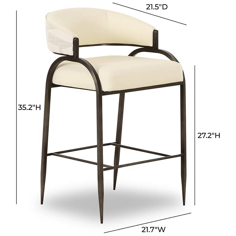 Image 5 Tatum Cream Vegan Leather and 2-Tone Jacquard Counter Stool more views