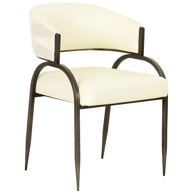 Image 1 Tatum Cream Vegan Leather and 2 Tone Jacquard Dining Chair