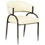 1_Tatum Cream Vegan Leather and 2 Tone Jacquard Dining Chair