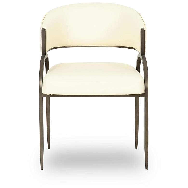 Image 3 Tatum Cream Vegan Leather and 2 Tone Jacquard Dining Chair more views