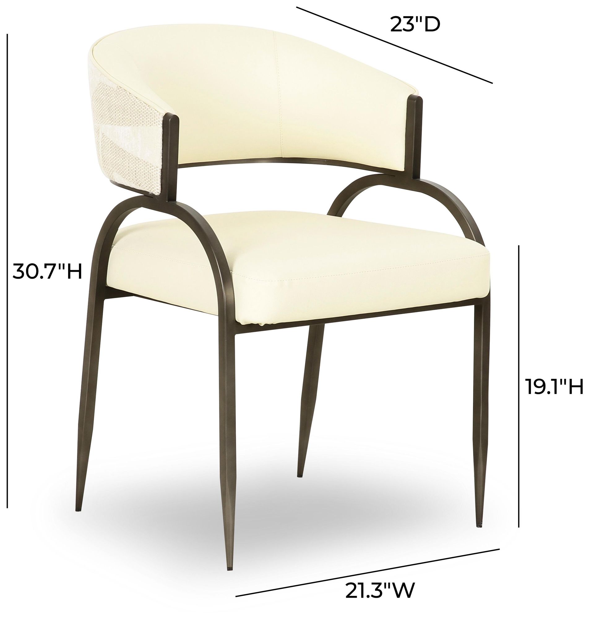 Image 6 Tatum Cream Vegan Leather and 2 Tone Jacquard Dining Chair more views