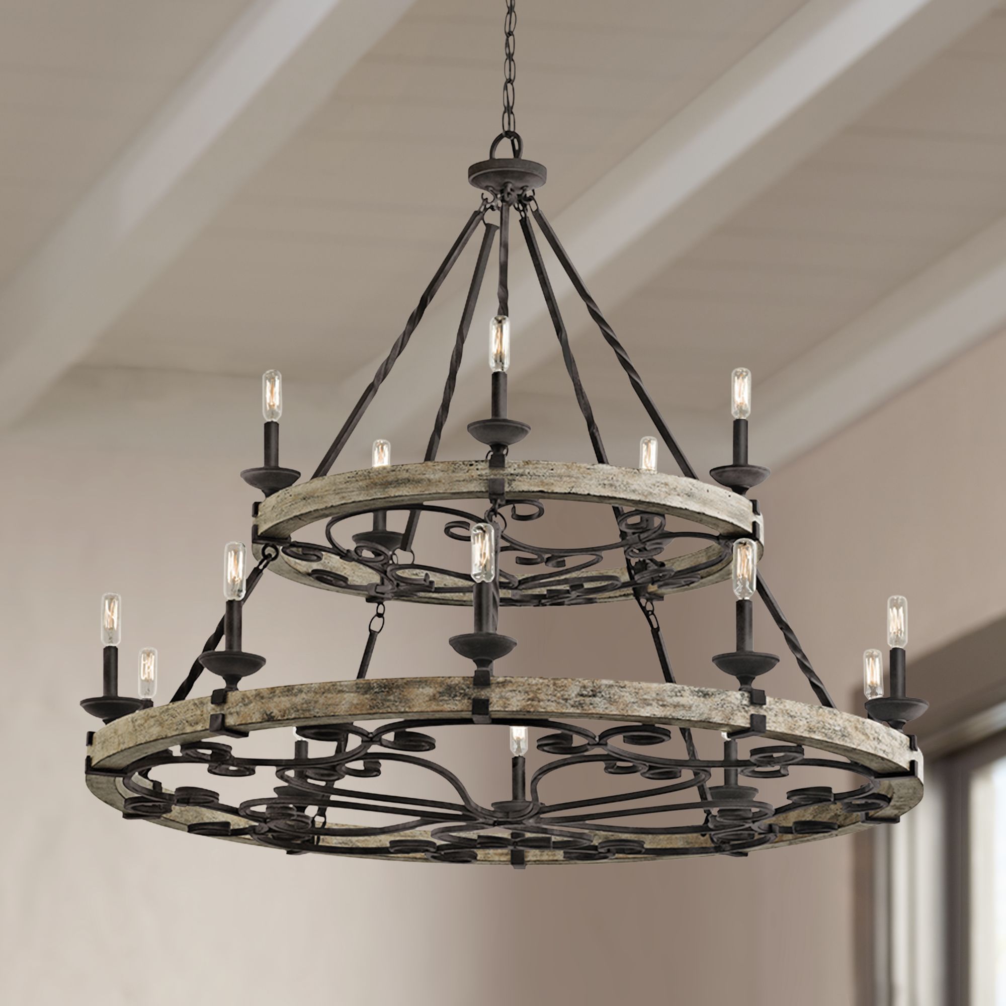 large wagon wheel chandelier